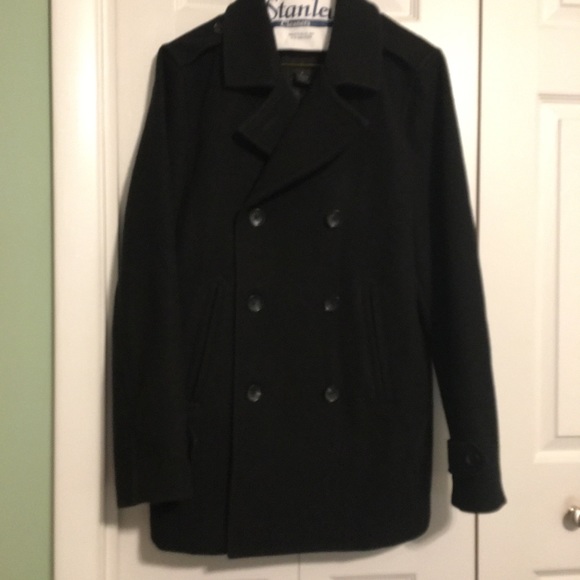 ☘️EXPRESS Wool Black Double Breasted Peacoat☘️ - Picture 1 of 6